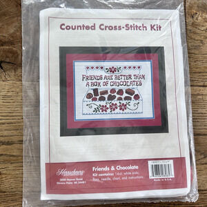 Cross Stitch Kit Herrschners‎ Stamped Friends and Chocolate 140277 NEW